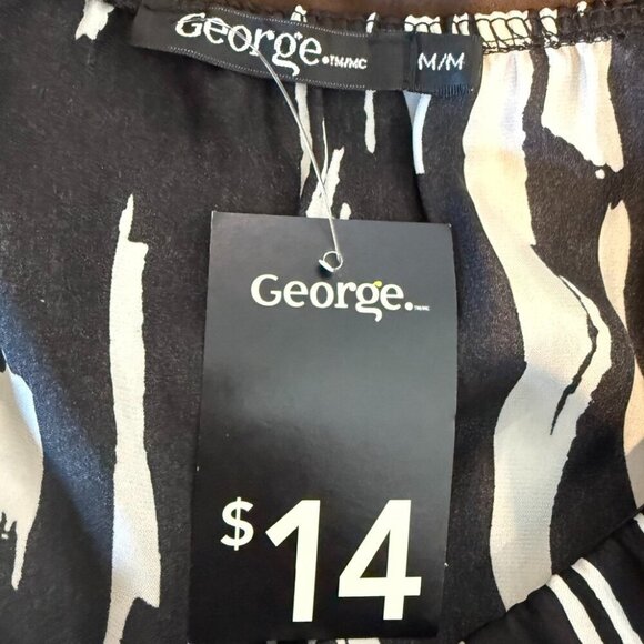 George camisole Black white cami swing top tank ruffled bodice Women's Sz M - Picture 6 of 7